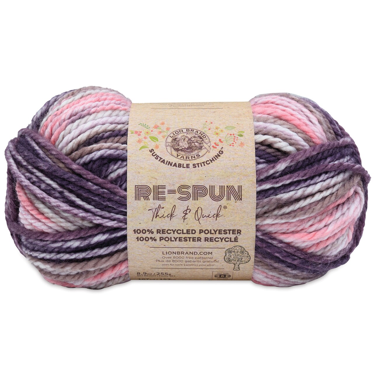 Lion Brand Re-Spun Thick & Quick Yarn - Mixed Berries, 167 yds